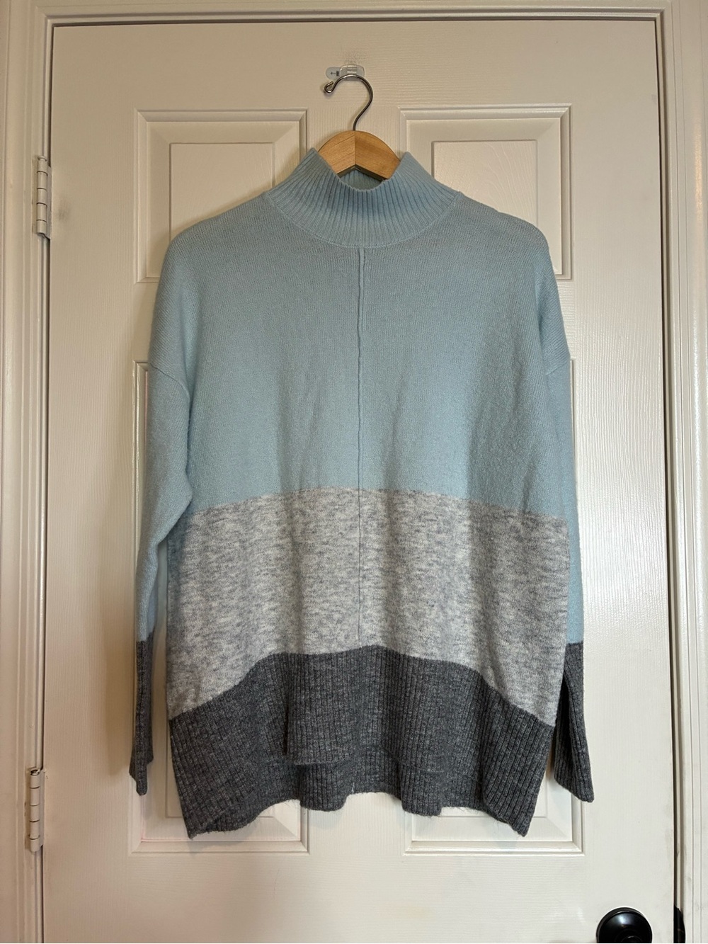 Buffalo David Bitton Light Blue, Light Gray & Dark Gray Turtleneck Sweater